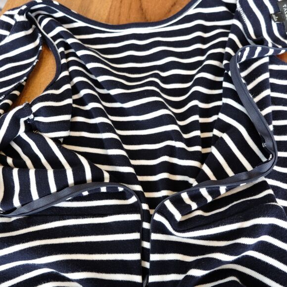 Talbots Sleeveless 100% Cotton Striped Black & White Pockets Dress Sz L - Picture 10 of 14